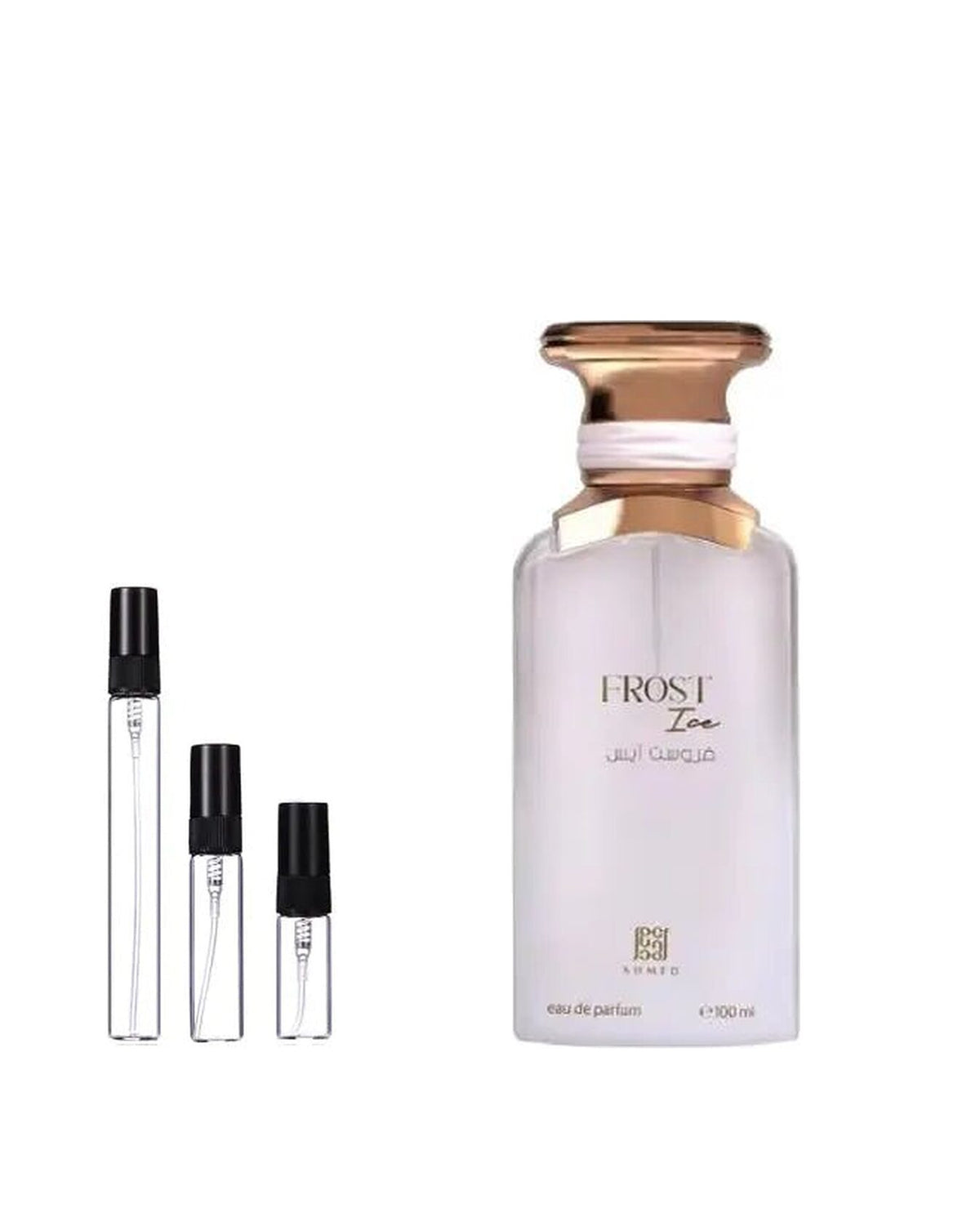 Ahmed Al Maghribi Frost Ice sample – decant naast de volle fles ter herkenning