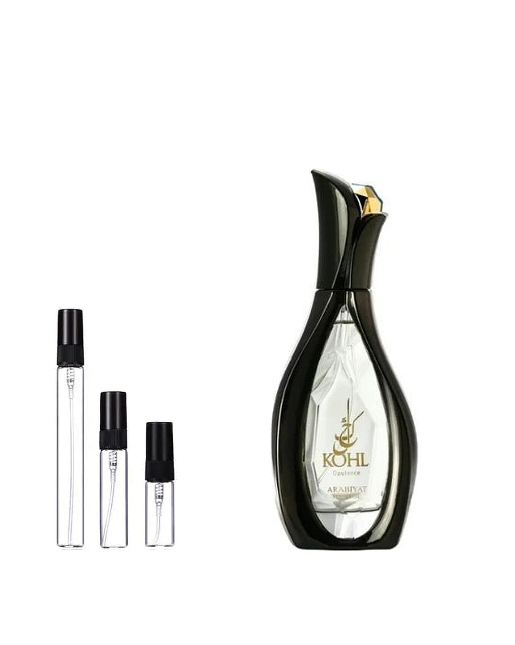 Arabiyat Prestige Kohl Opulence sample – decant naast de volle fles ter herkenning