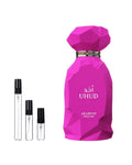 Arabiyat Prestige Uhud sample – decant naast de volle fles ter herkenning