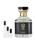 Bujairami Kingsman sample – decant naast de volle fles ter herkenning