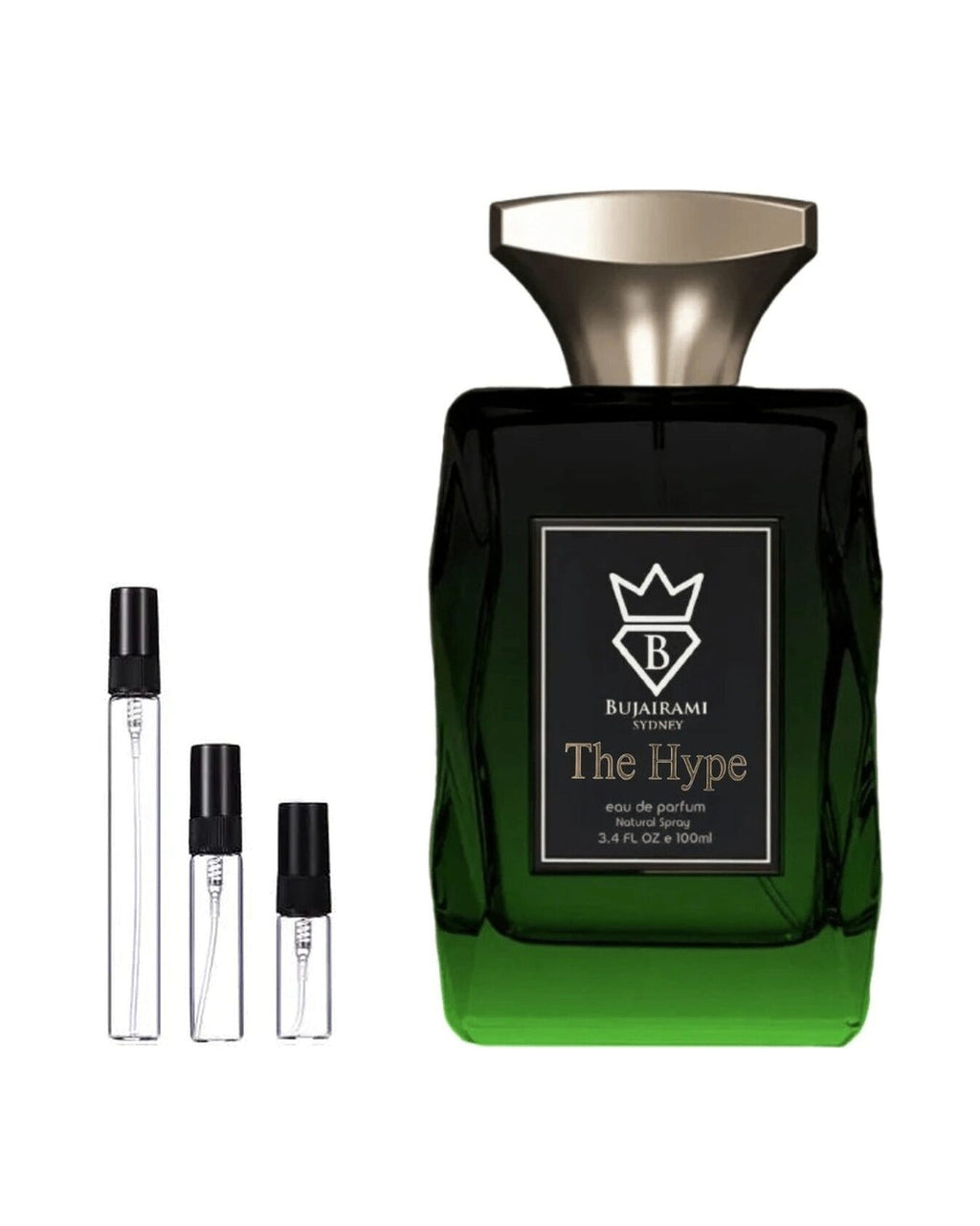 Bujairami The Hype sample – decant naast de volle fles ter herkenning