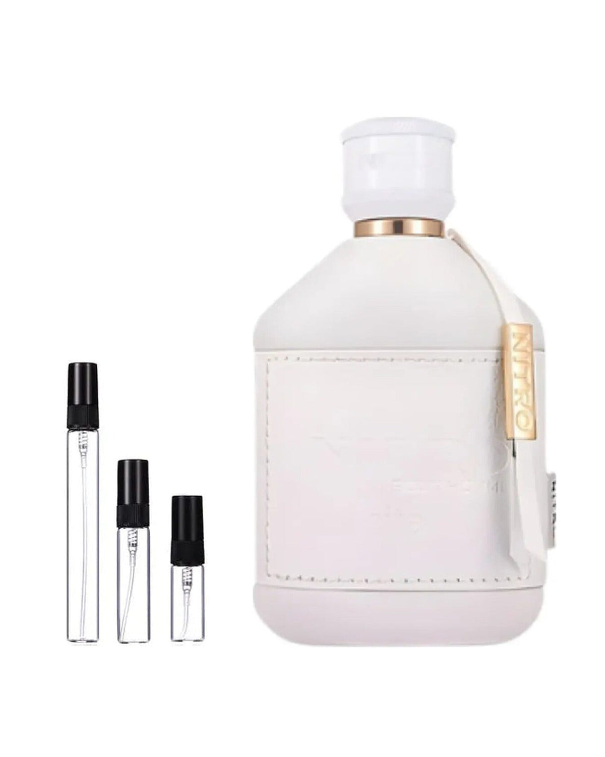 Dumont Nitro White sample – decant naast de volle fles ter herkenning