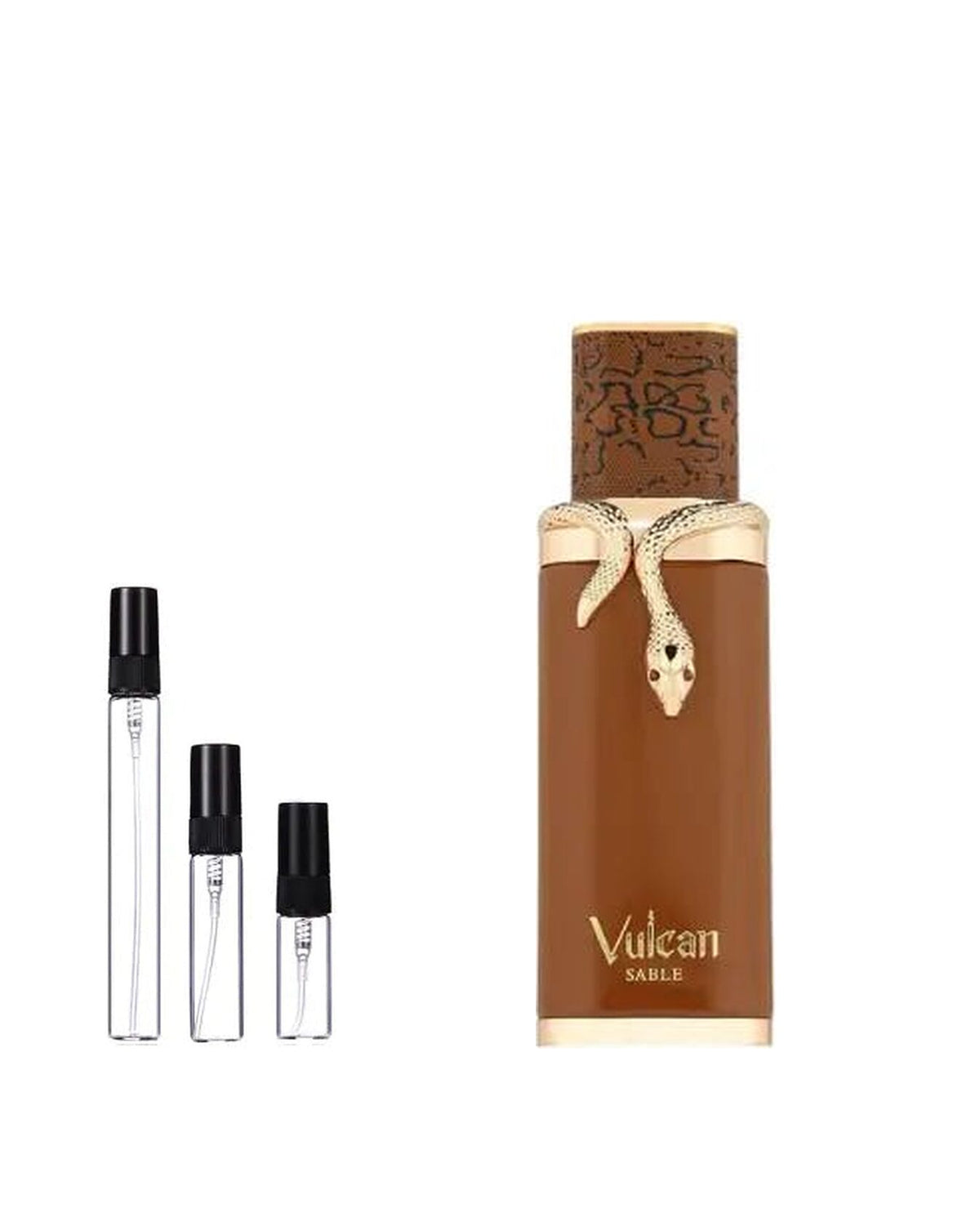 French Avenue Vulcan Sable sample – decant naast de volle fles ter herkenning