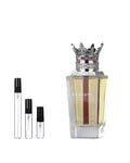 Lattafa Dynasty sample – decant naast de volle fles ter herkenning