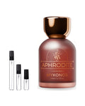 Mykonos Aphrodite sample – decant naast de volle fles ter herkenning