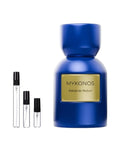 Mykonos Inception sample – decant naast de volle fles ter herkenning