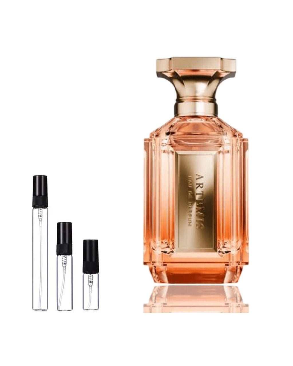 Velixir Artemis sample – decant naast de volle fles ter herkenning
