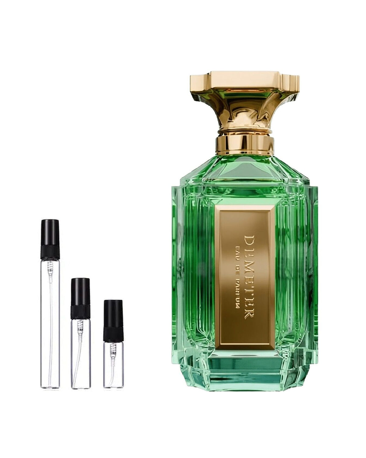 Velixir Demeter sample – decant naast de volle fles ter herkenning