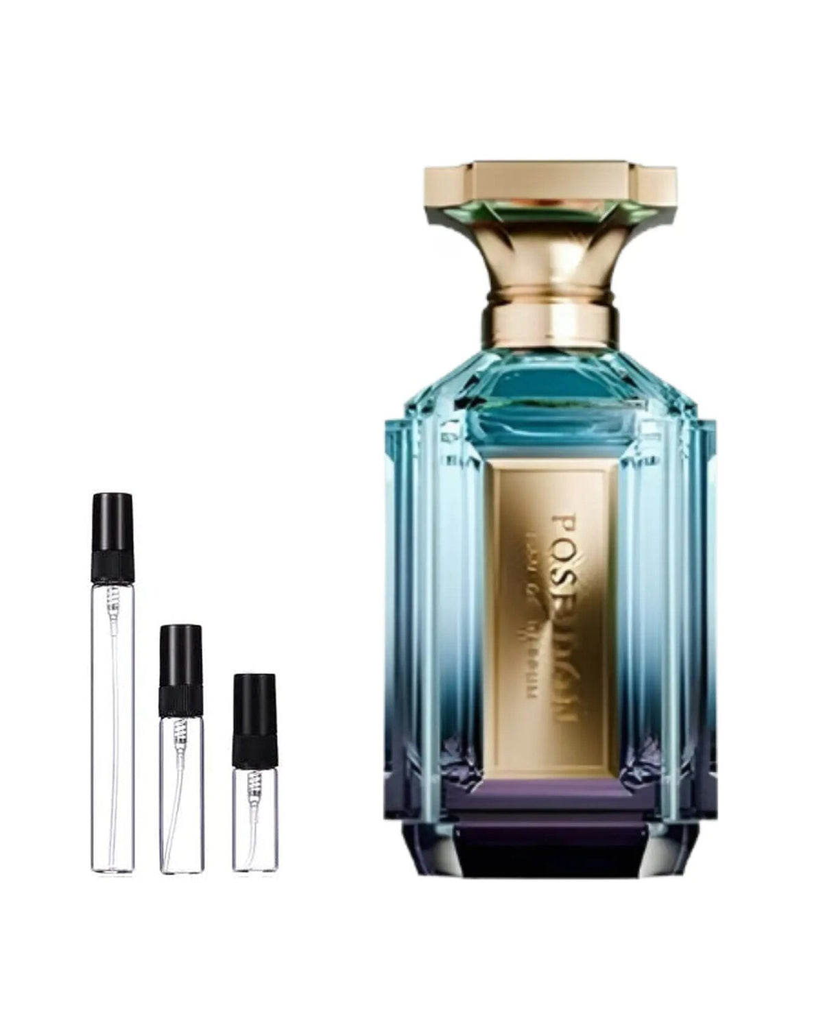 Velixir Poseidon sample – decant naast de volle fles ter herkenning