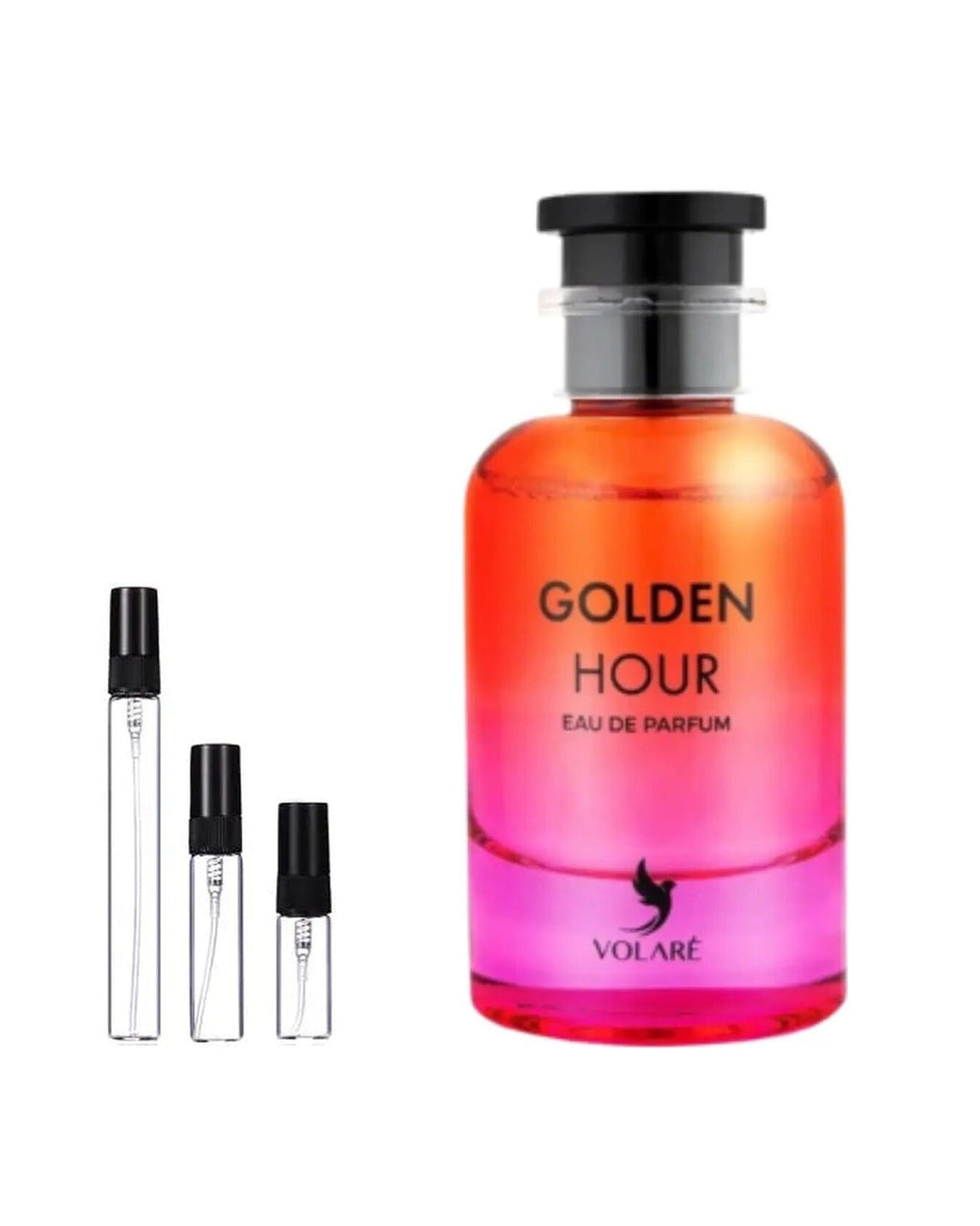 Volare Golden Hour sample – decant naast de volle fles ter herkenning